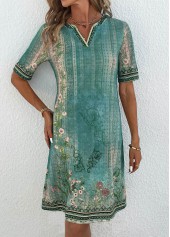 Green Patchwork Floral Print Shift Dress | thumb picture 