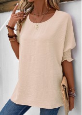 Raw White Smocked Half Sleeve T Shirt