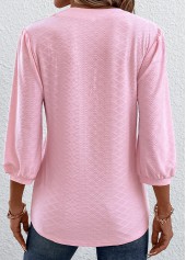 Pink Ruched Three Quarter Length Sleeve T Shirt | thumb picture 