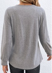 Light Grey Ruched Long Sleeve T Shirt | thumb picture 