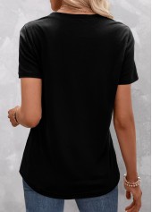 Black Split Leopard Short Sleeve T Shirt