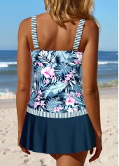 Patchwork Mid Waisted Tropical Plants Print Tankini Set | thumb picture 