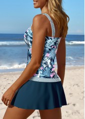 Patchwork Mid Waisted Tropical Plants Print Tankini Set | thumb picture 