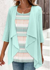 Mint Green Fake 2in1 Geometric Print Blouse | thumb picture 