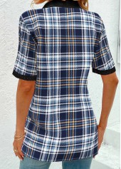 Blue Eyelet Plaid Short Sleeve T Shirt | thumb picture 