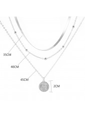 Silver Round Layered Design Alloy Necklace | thumb picture 