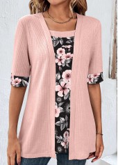 Light Pink Plus Size Fake Two Piece Twinset | thumb picture 