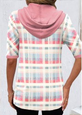 Light Pink Button Plaid Half Sleeve T Shirt | thumb picture 