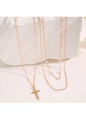 Gold Cross Pearl Detail Alloy Necklace Set | thumb picture 