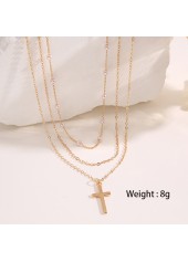Gold Cross Pearl Detail Alloy Necklace Set | thumb picture 