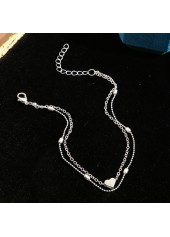 Heart Layered Design Silvery White Anklet | thumb picture 