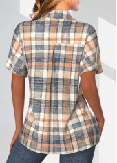 Multi Color Button Plaid Short Sleeve Blouse | thumb picture 