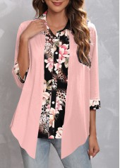 Light Pink Fake 2in1 Floral Print Blouse | thumb picture 