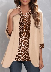 Light Camel Fake 2in1 Leopard Blouse | thumb picture 