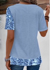 Dusty Blue Sequin Asymmetrical Neck Blouse | thumb picture 