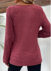 Dark Reddish Purple Button Long Sleeve T Shirt | thumb picture 