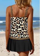 Patchwork Mid Waisted Leopard Black Tankini Set | thumb picture 