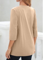 Light Coffee Floral Print Fake Two Piece Twinset | thumb picture 