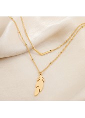 Gold Leaf Stainless Steel Layered Necklace | thumb picture 