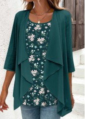 Blackish Green Fake 2in1 Floral Print Blouse | thumb picture 