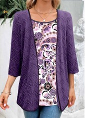 Dark Purple Fake 2in1 Paisley Print Blouse | thumb picture 