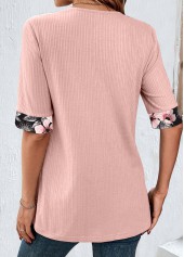 Light Pink Patchwork Floral Print Fake Two Piece Twinset | thumb picture 