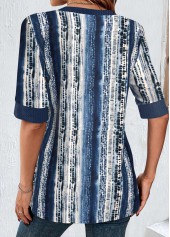 Navy Fake 2in1 Geometric Print T Shirt | thumb picture 