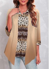 Light Camel Fake 2in1 Leopard Blouse | thumb picture 