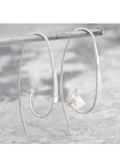 Asymmetric Detail Silvery White Alloy Earrings | thumb picture 