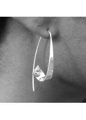 Asymmetric Detail Silvery White Alloy Earrings