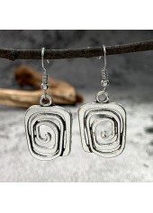Silver Geometric Square Design Alloy Earrings