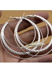 Silver Round Alloy Geometric Design Earrings