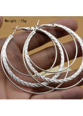 Silver Round Alloy Geometric Design Earrings | thumb picture 