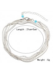 Silver Alloy Layered Design Chain Anklet | thumb picture 