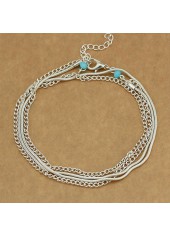 Silver Alloy Layered Design Chain Anklet | thumb picture 