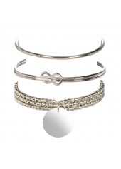 Silver Round Beads Detail Twist Bracelet Set | thumb picture 
