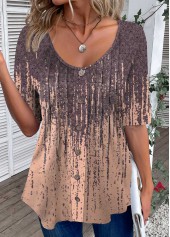 Dusty Pink Button Tribal Print T Shirt | thumb picture 