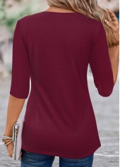 Wine Red Circular Ring Plaid T Shirt | thumb picture 