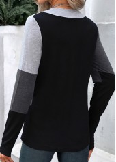 Dark Grey Marl Patchwork Long Sleeve T Shirt | thumb picture 