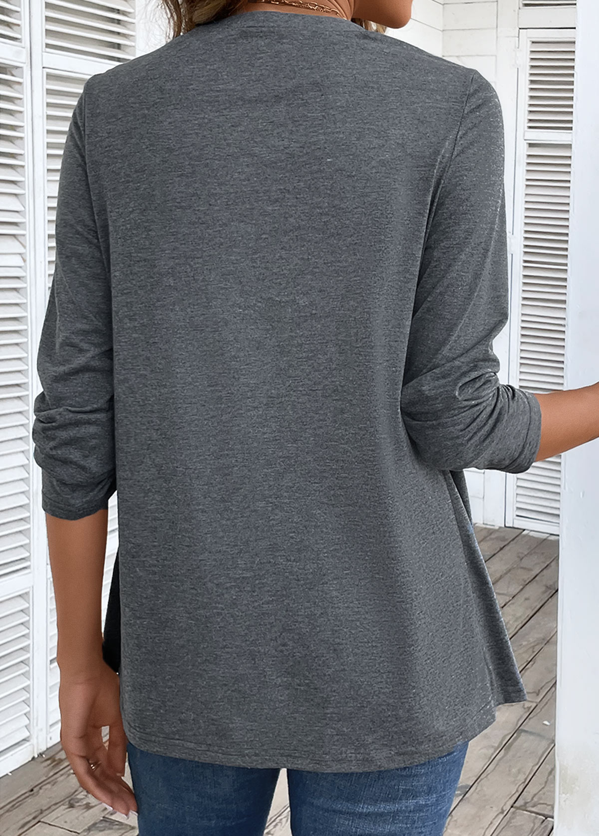 Plus Size Dark Grey Marl Fake 2in1 T Shirt