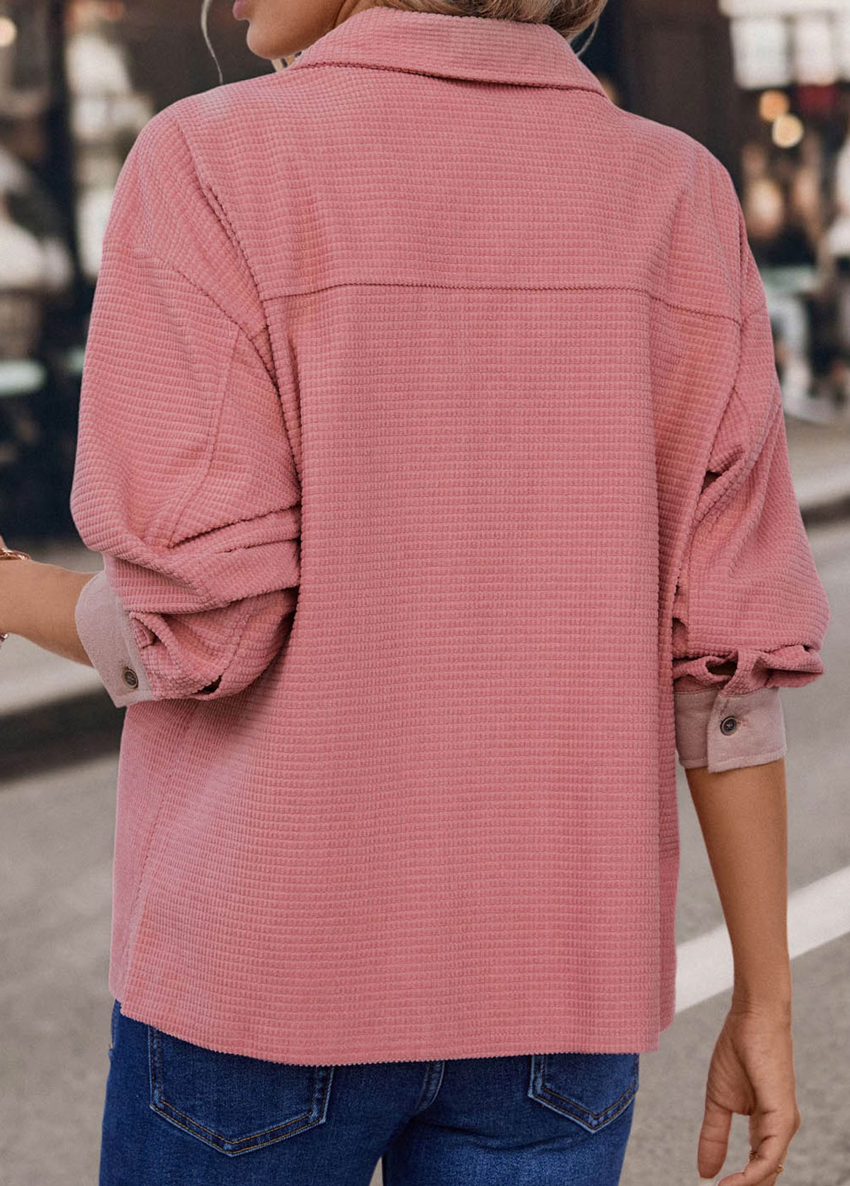 Dusty Pink Pocket Long Sleeve Coat