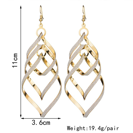 Gold Alloy Detail Geometric Design Earrings