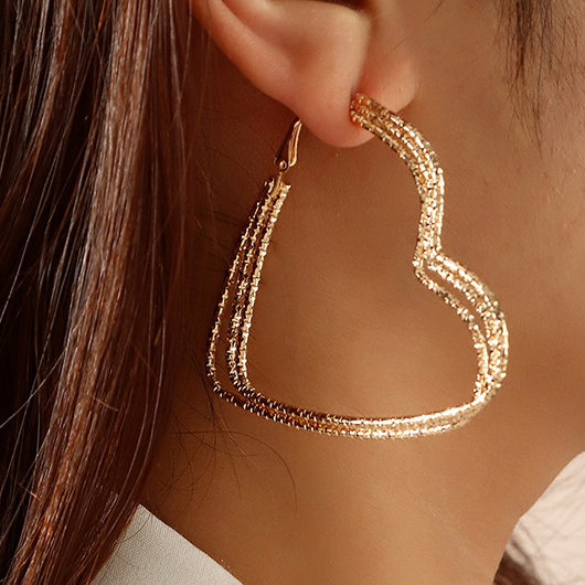 Golden Heart Shape Design Alloy Earrings