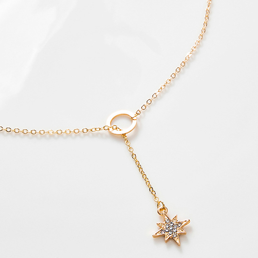 Gold Sparkle Rhinestone Detail Alloy Necklace