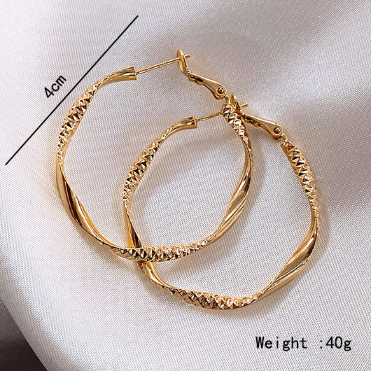 Alloy Detail Gold Round Design Earrings