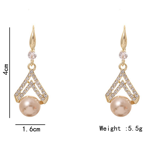 Alloy Detail Pearl Patchwork Gold Earrings