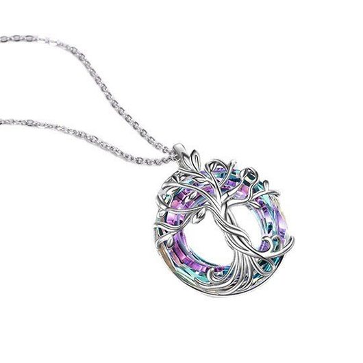 Silver Round Tree Design Alloy Necklace