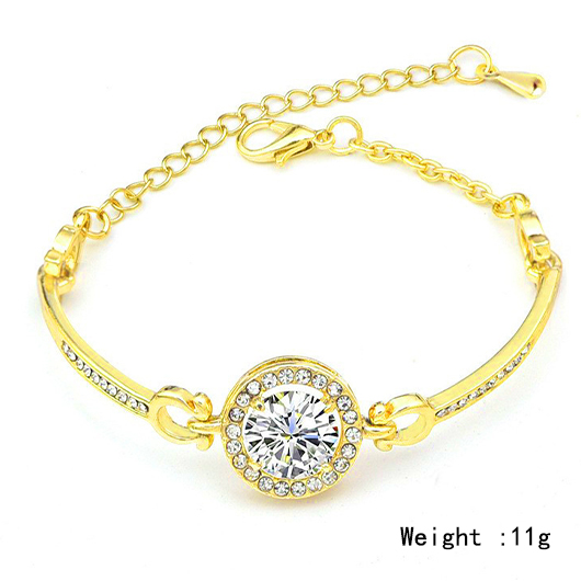 Golden Round Alloy Rhinestone Design Bracelet