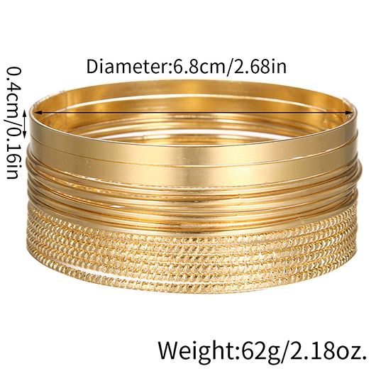 Alloy Detail Golden Round Bracelet Set