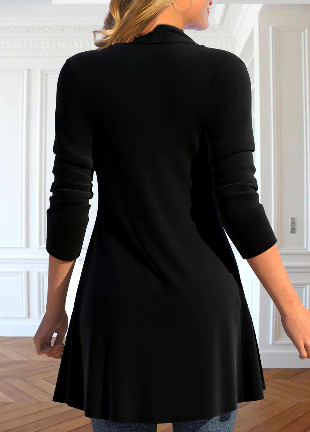 Velvet Black Sequin Long Sleeve Square Neck T Shirt